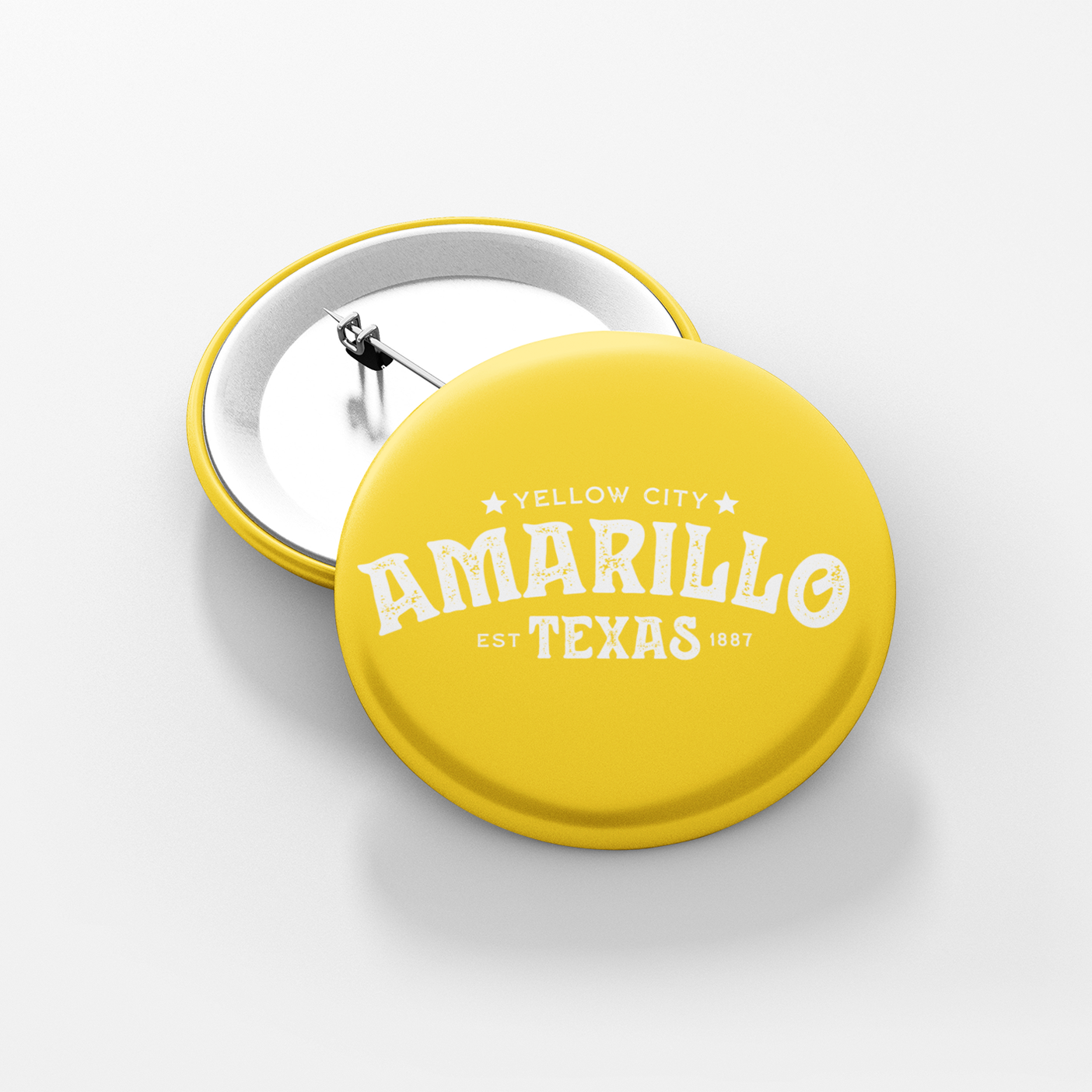 Amarillo Texas Button - Yellow City