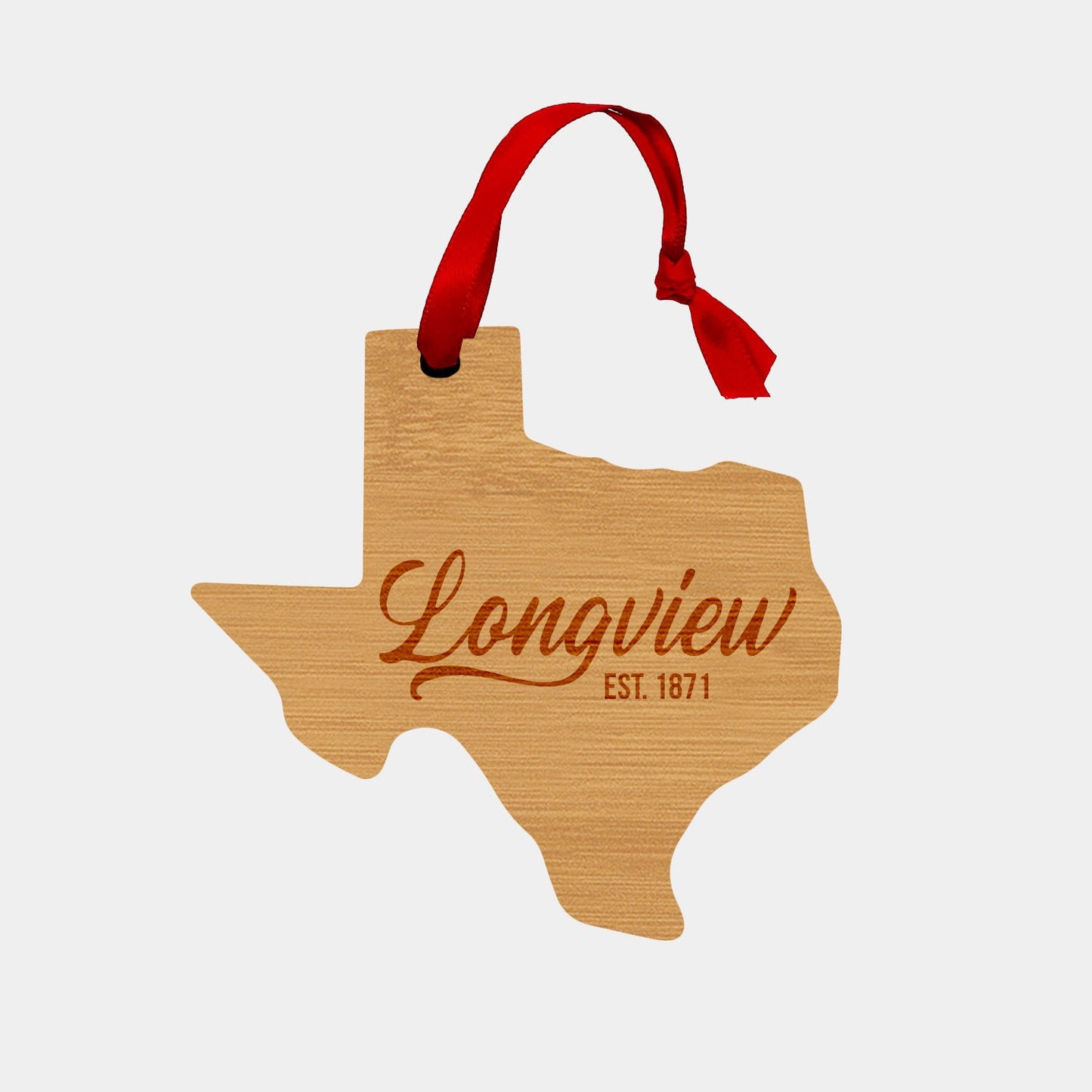 Longview Wooden Ornament - Texas Shape