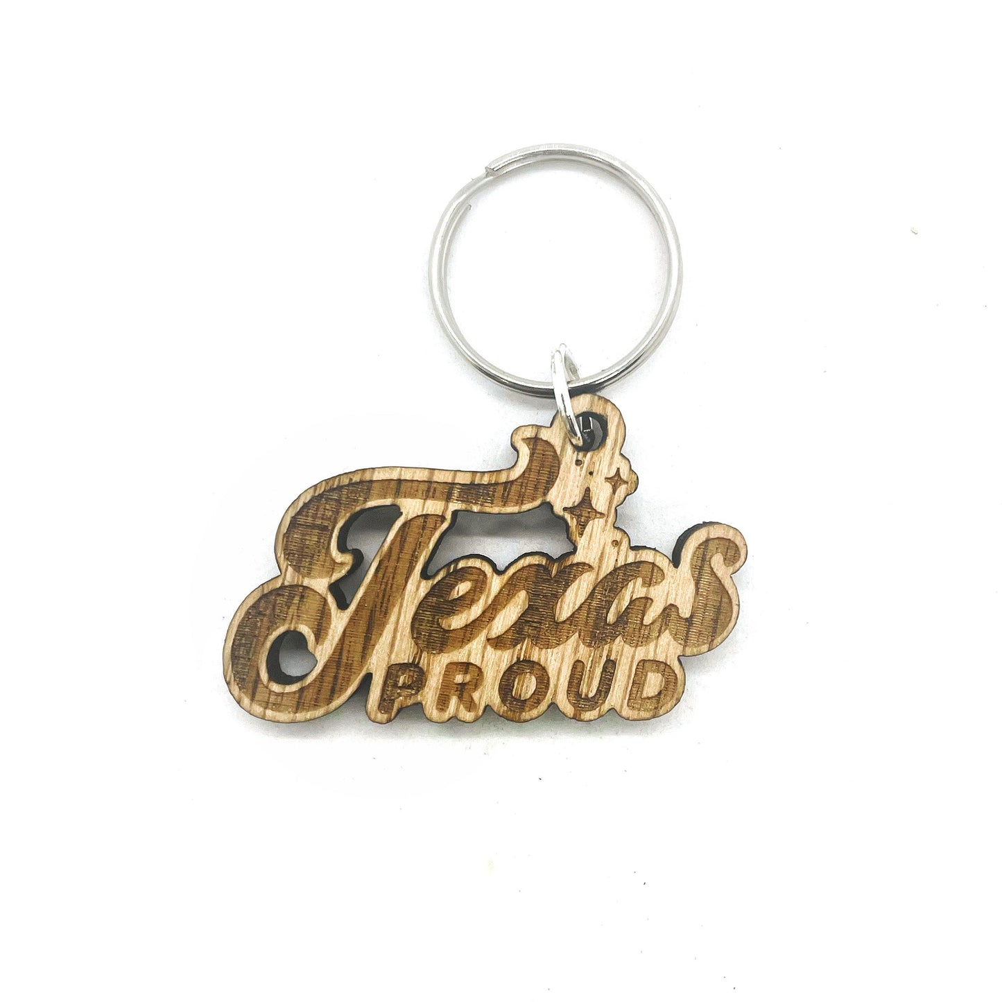 Wooden Texas Proud Keychain