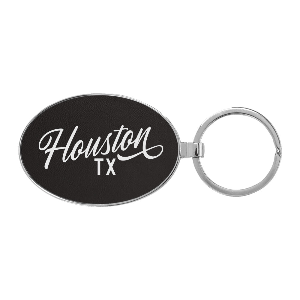 Houston Texas Script Keychain