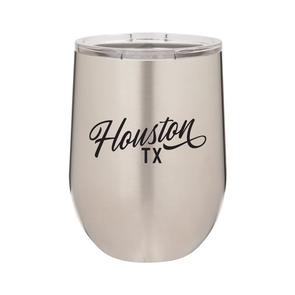 Houston Texas Script Stemless Wine Tumbler