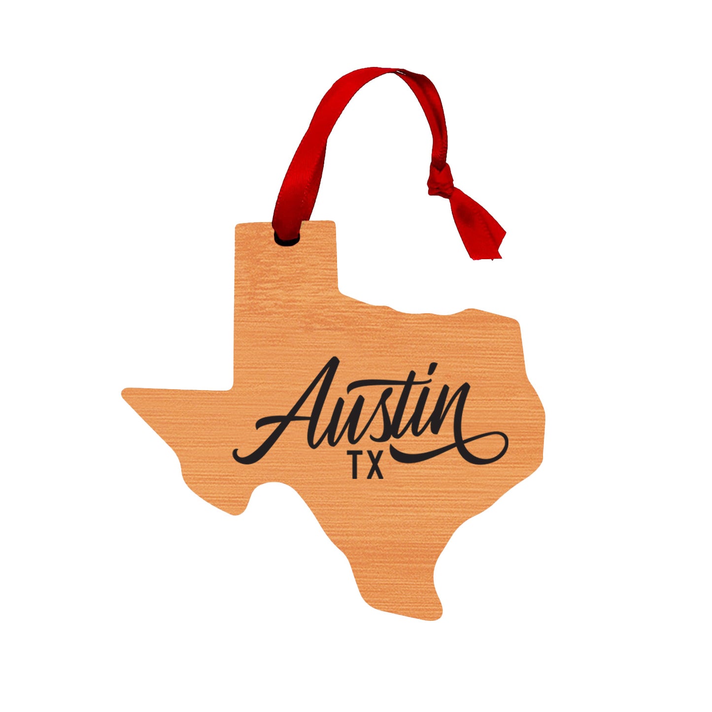 Austin Wooden Ornament - Texas Shape