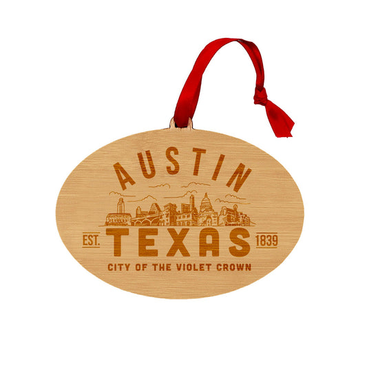 Austin Texas Wooden Ornament