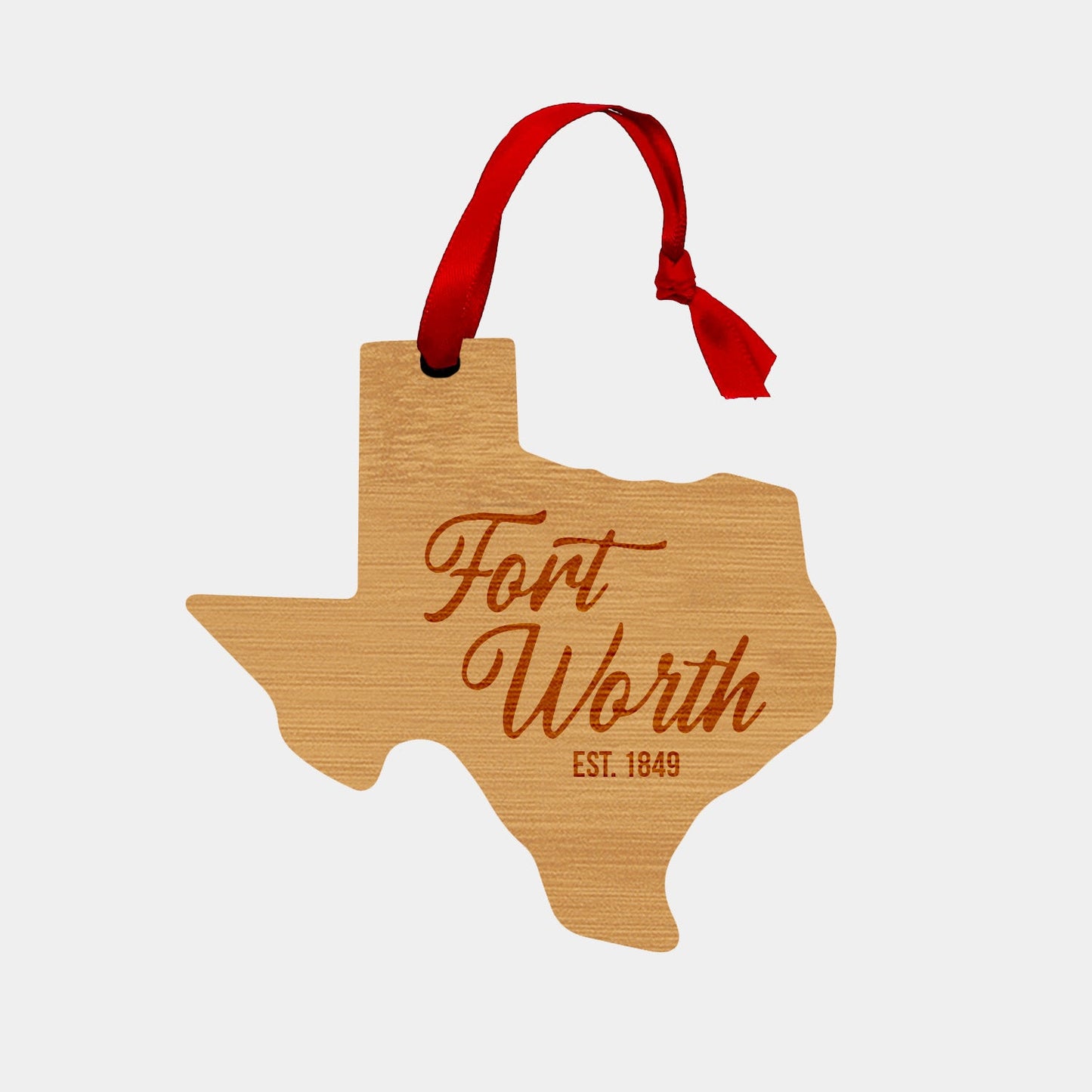 Fort Worth Wooden Ornament - Texas Shape