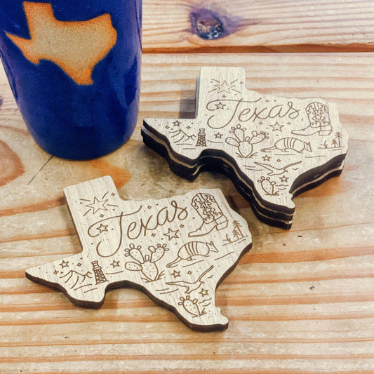 Wooden Around Texas Coaster Set