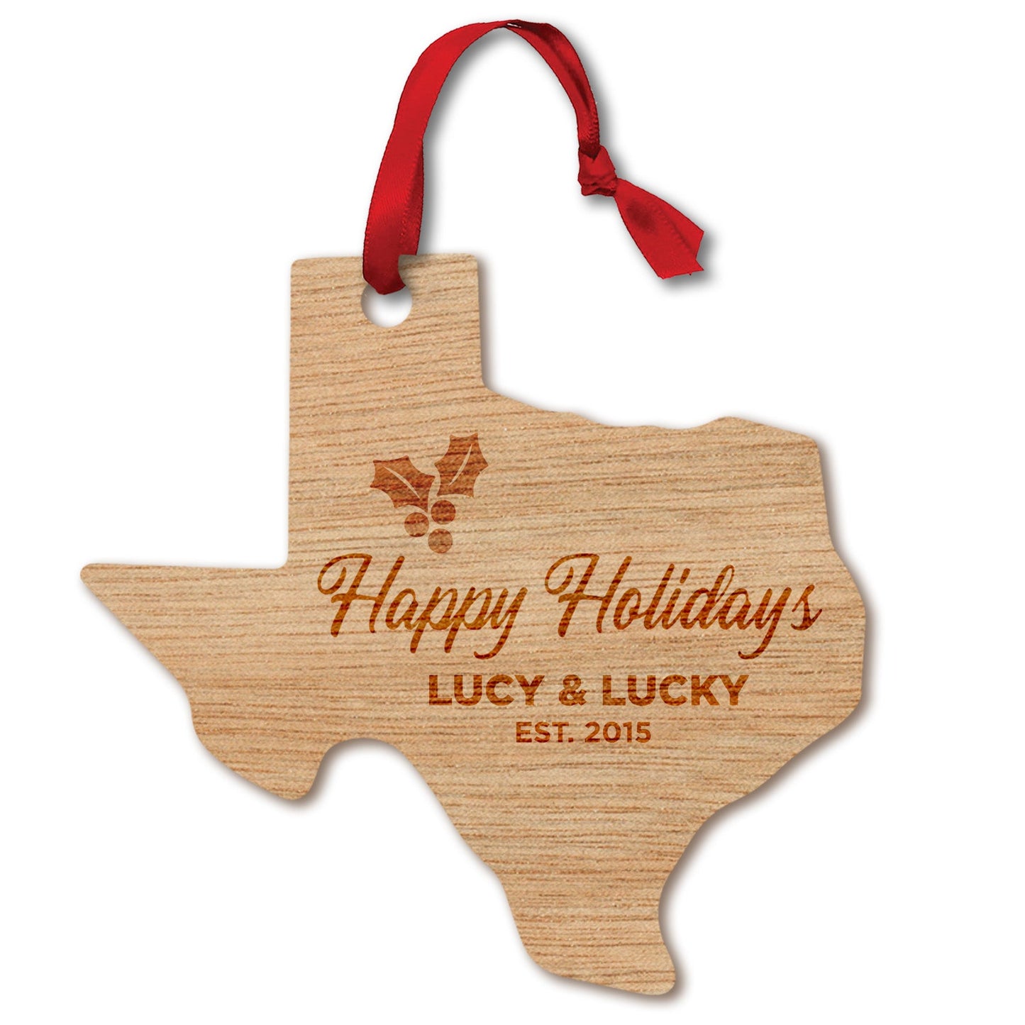 Personalized Texas Ornament - Wood