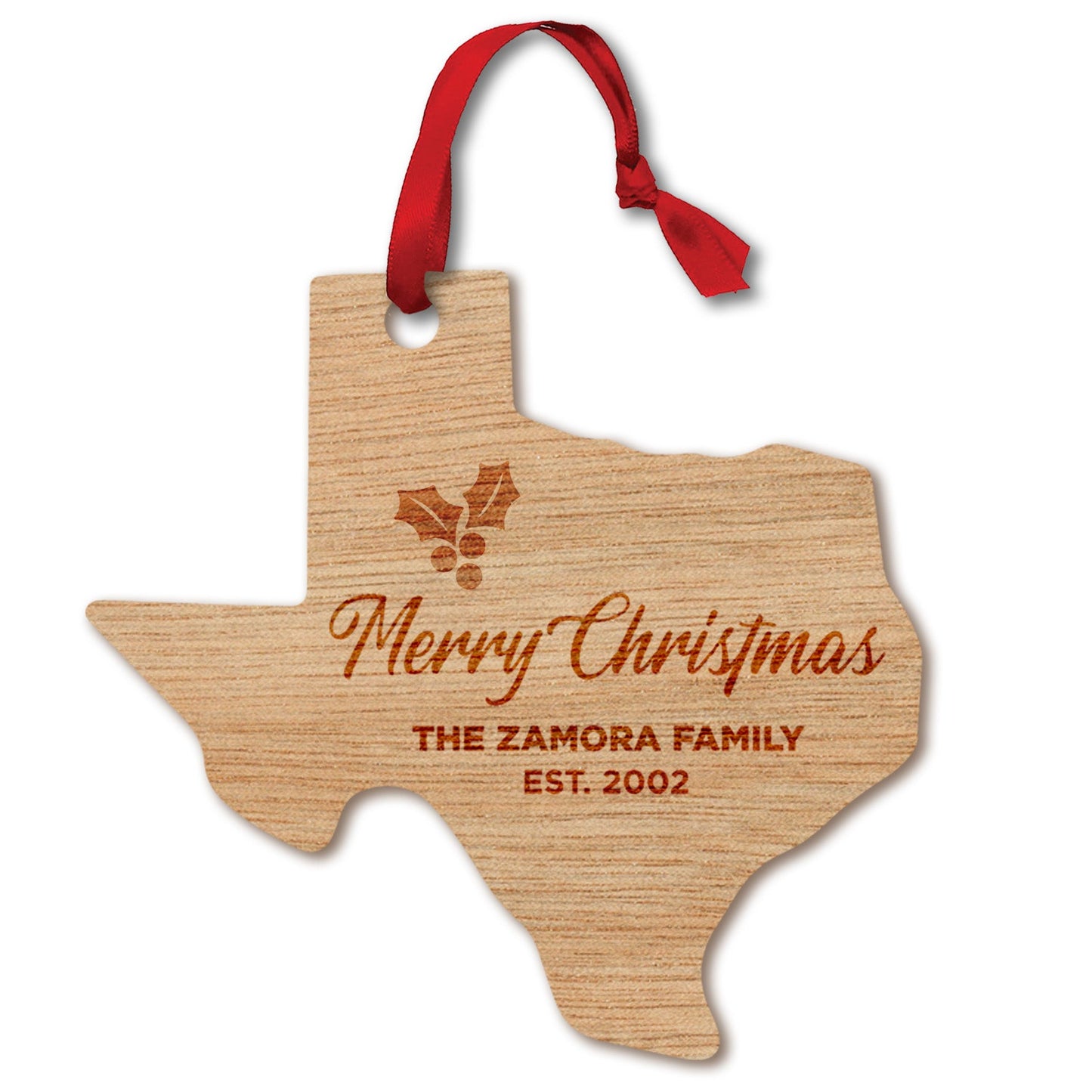 Personalized Texas Ornament - Wood