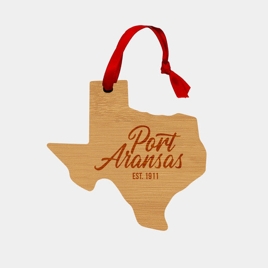 Port Aransas Wooden Ornament - Texas Shape