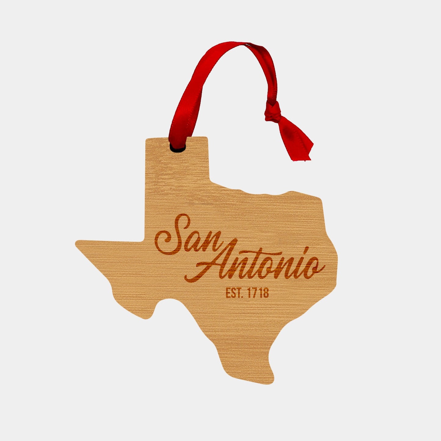 San Antonio Wooden Ornament - Texas Shape