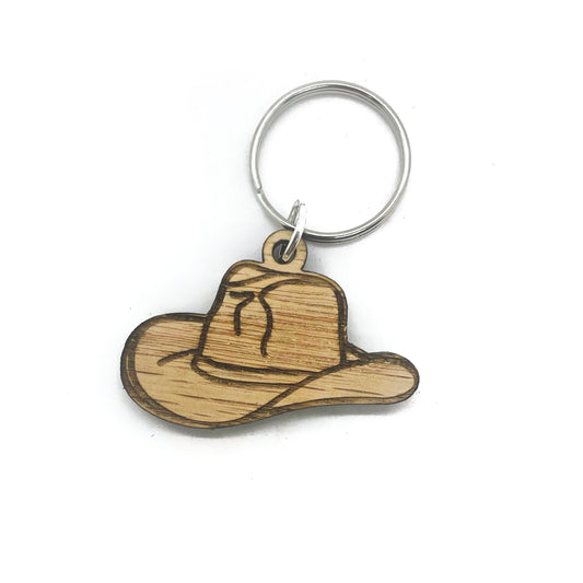 Wooden Cowboy Hat Keychain