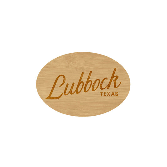 Lubbock Texas Wooden Magnet - Script