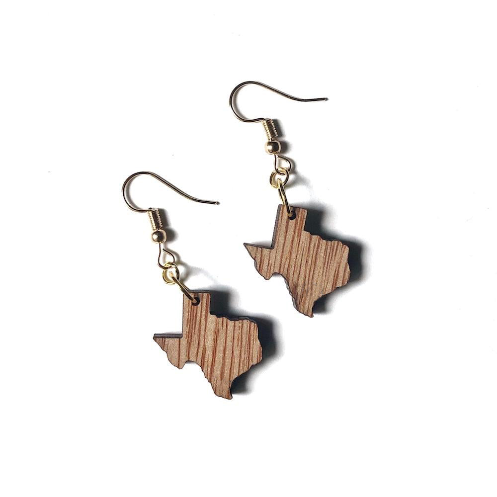 Mini Wooden Texas Earrings